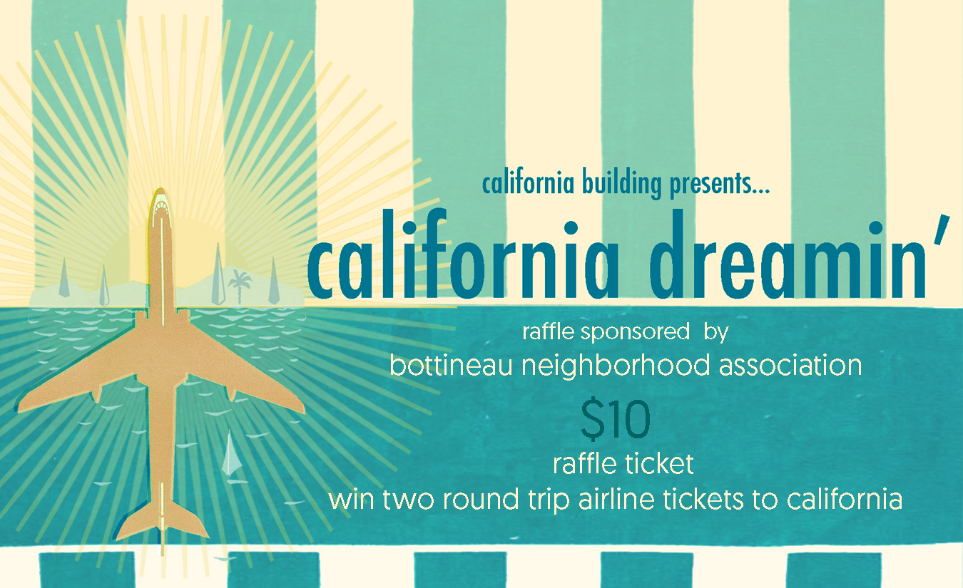 California Dreamin raffle ticket artwork